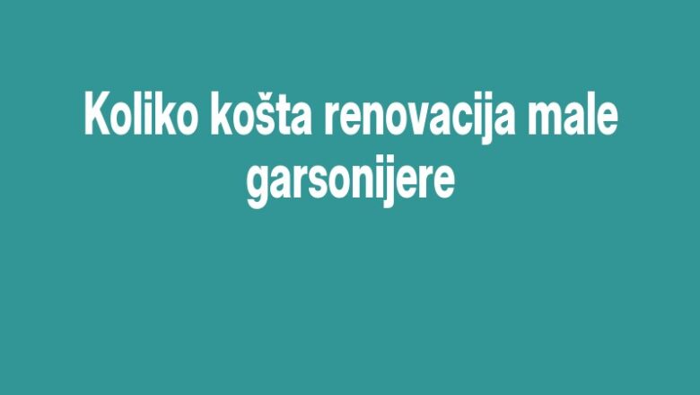 Koliko košta renovacija male garsonijere